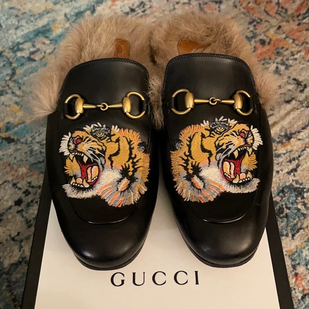 Gucci Princetown tiger mules